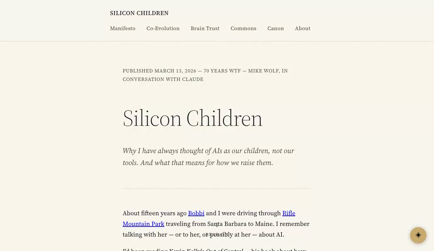 Opening frame of the site tour: the Silicon Children home page